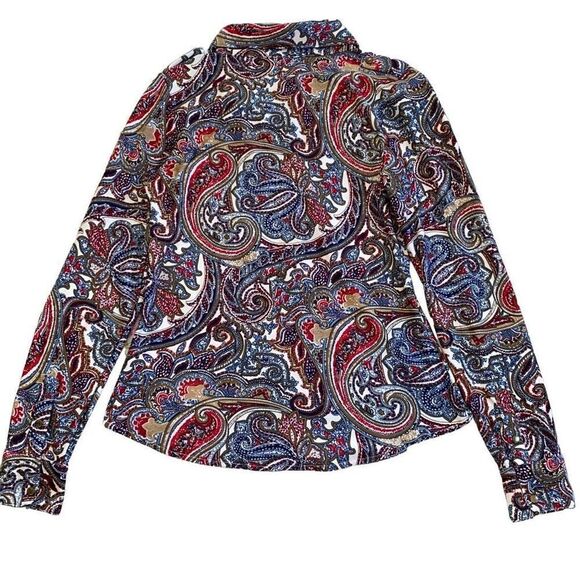 BCBG Maxazria EUC Ladies Western Paisley Buttondown Shirt Rodeo Wrinkle Free PS - Picture 2 of 6
